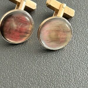 4/$59 shell Elegant Gold and Brown Cufflinks
